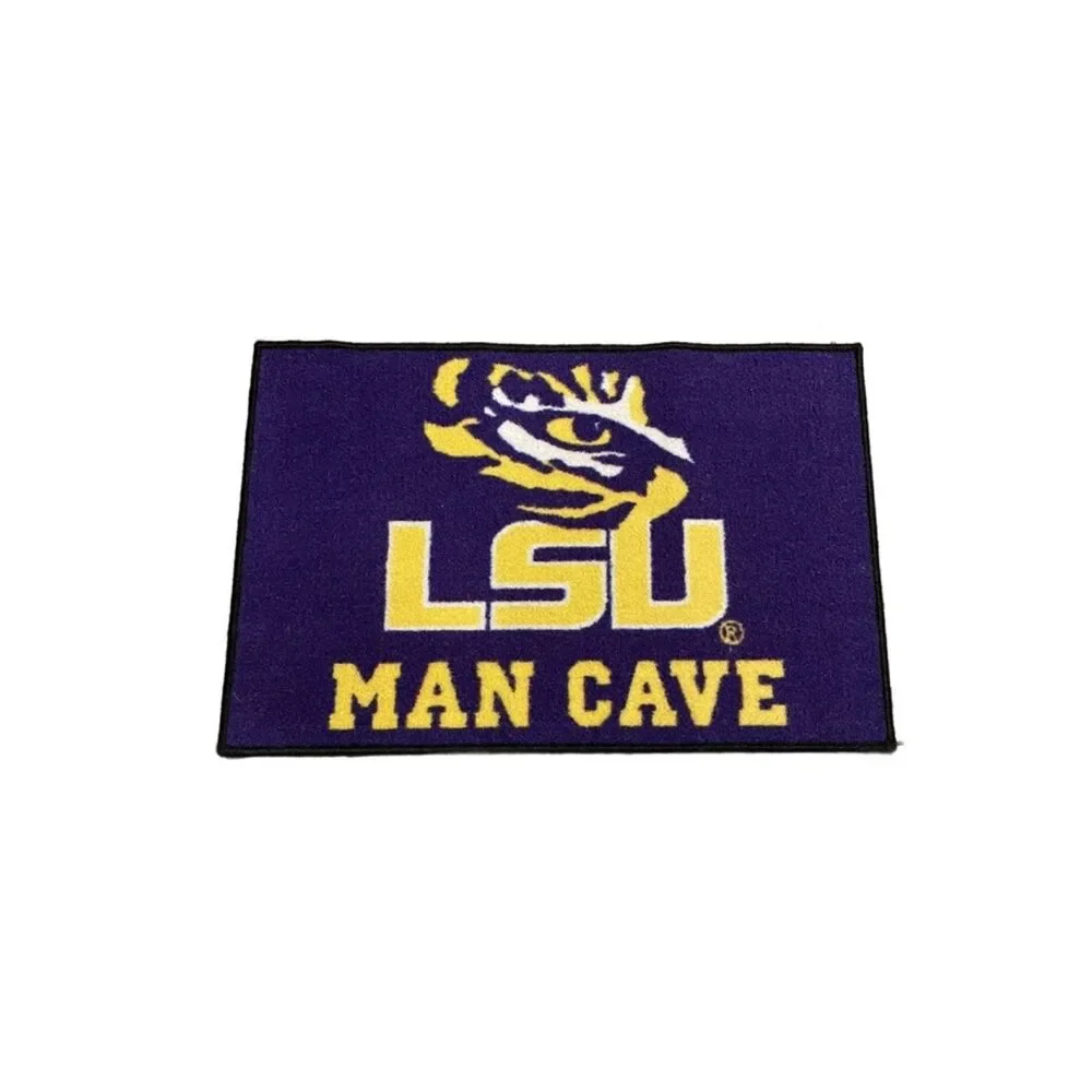 LSU Man Cave Rug - Purple & Gold College Logo Great for Dorm & Fraternity House